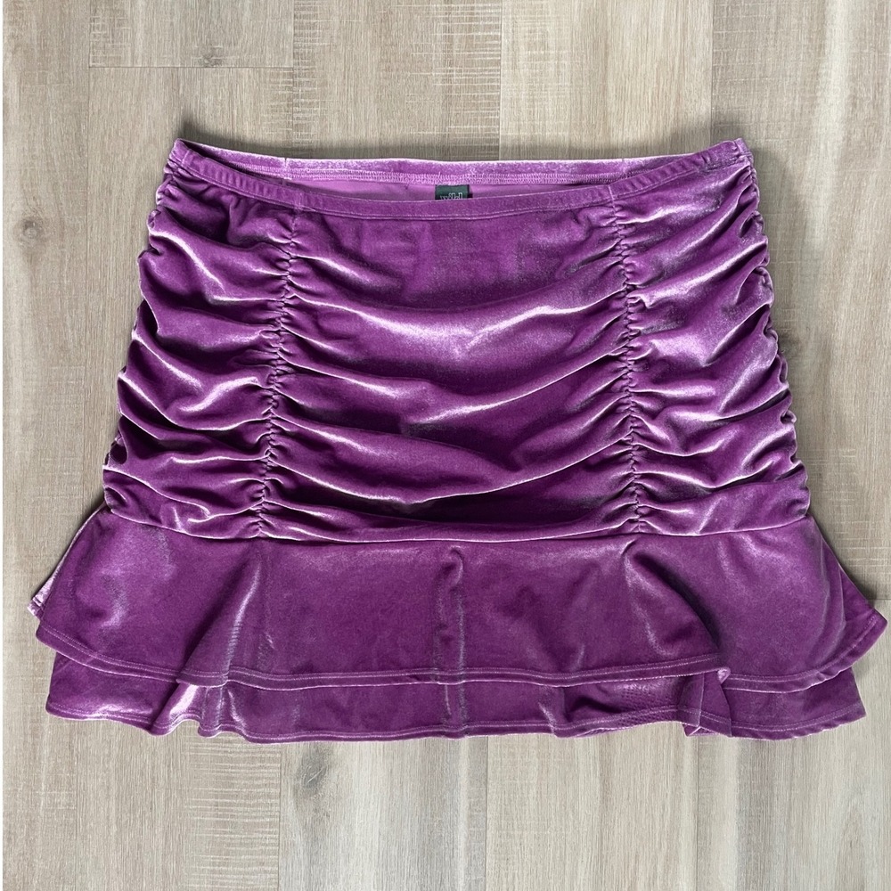 Wild Fable Ruched Velvet Mini Skirt Purple Size Large NWOT